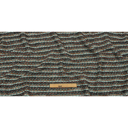 Tan, Baby Blue and Red Striped Chunky Boucle Sweater Knit Full