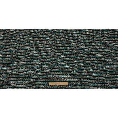 Turquoise, Charcoal and Red Boucle Stripes Chunky Wool Blend Sweater Knit Full