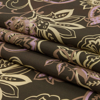 Cotton Poplin Print - Olive, Yellow and Lavender Floral - Mood Exclusive Floral Mirage Folded
