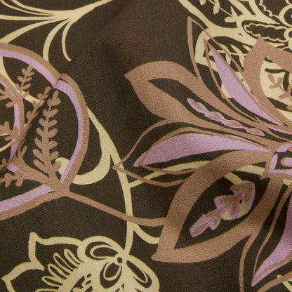 Cotton Poplin Print - Olive, Yellow and Lavender Floral - Mood Exclusive Floral Mirage Detail
