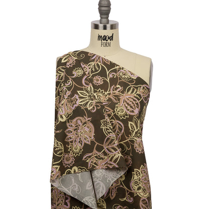 Cotton Poplin Print - Olive, Yellow and Lavender Floral - Mood Exclusive Floral Mirage Drape