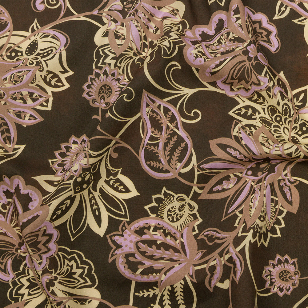 Cotton Poplin Print - Olive, Yellow and Lavender Floral - Mood Exclusive Floral Mirage
