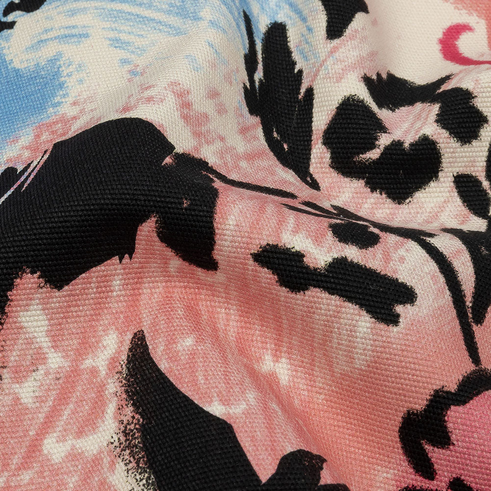 Stretch Cotton Canvas Print - Blue, Pink and White Graffiti - Mood Exclusive Graffiti Lane Detail