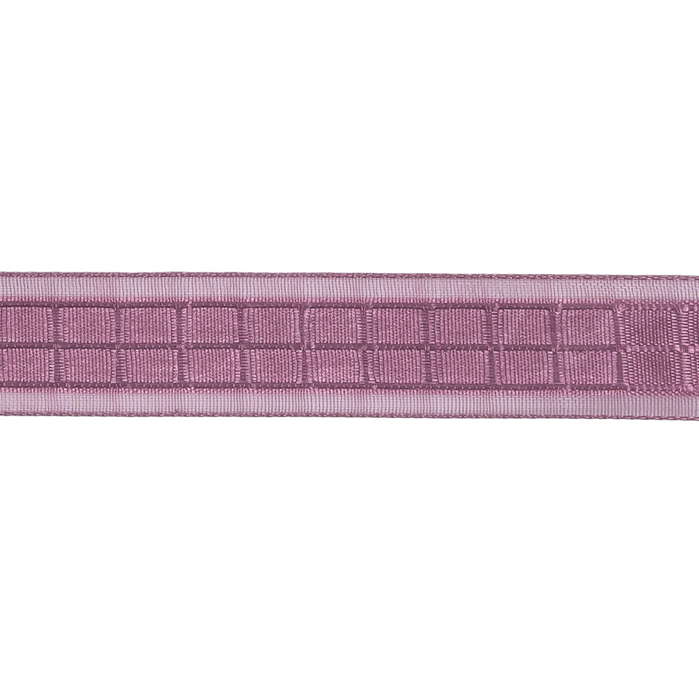 Amaranth Squares and Sheer Borders Ribbon - 0.5625" Detail