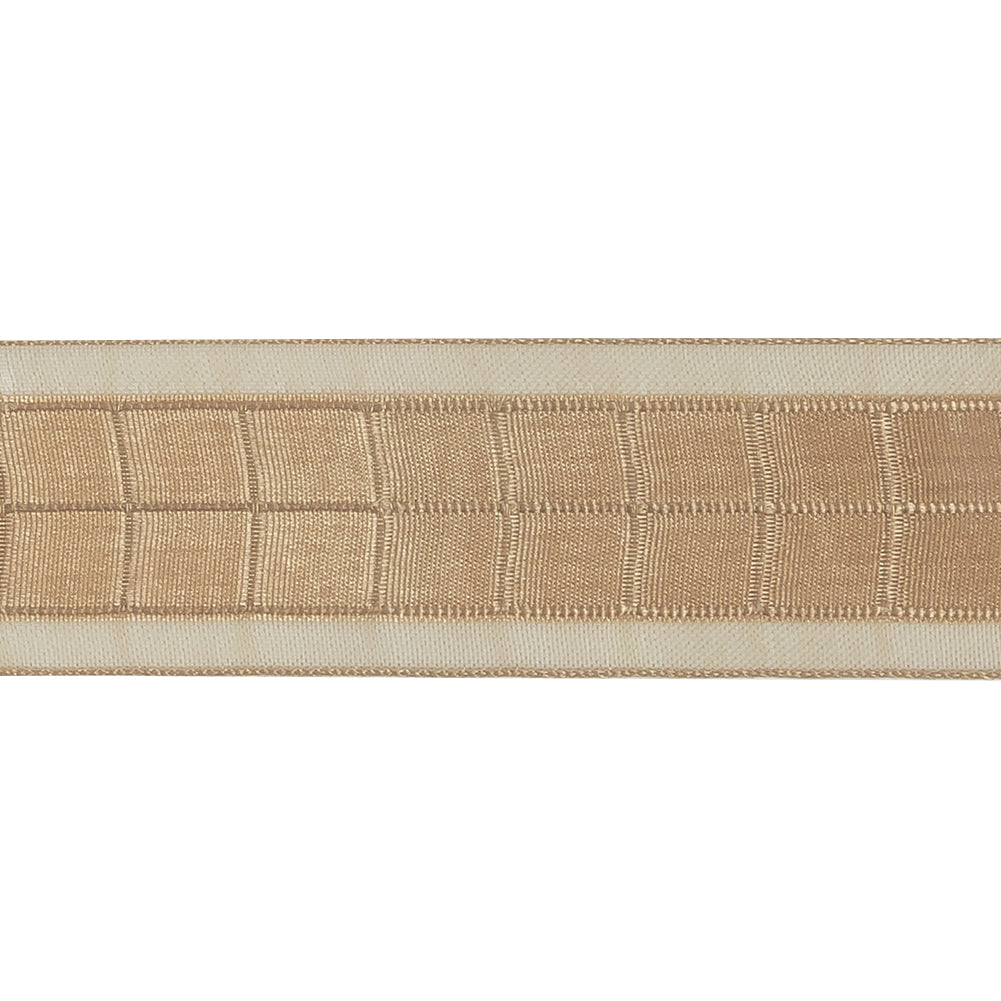 Beige Squares and Sheer Borders Ribbon - 1" Detail