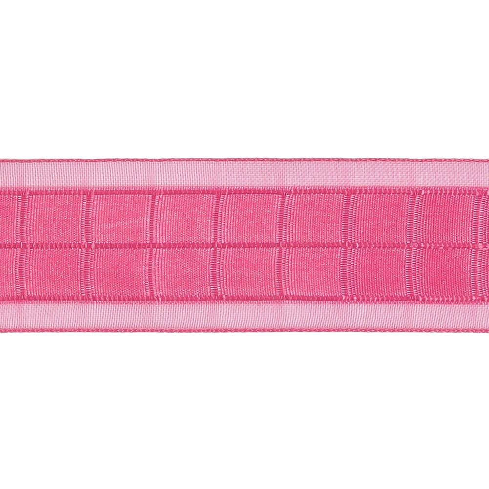 Hot Pink Squares and Sheer Borders Ribbon - 1" Detail