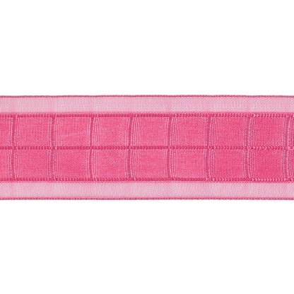 Hot Pink Squares and Sheer Borders Ribbon - 1" Detail