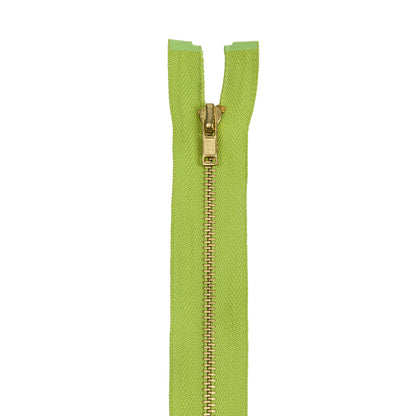 Lime and Muted Gold T5 Open End Metal Zipper - 35.5" Detail