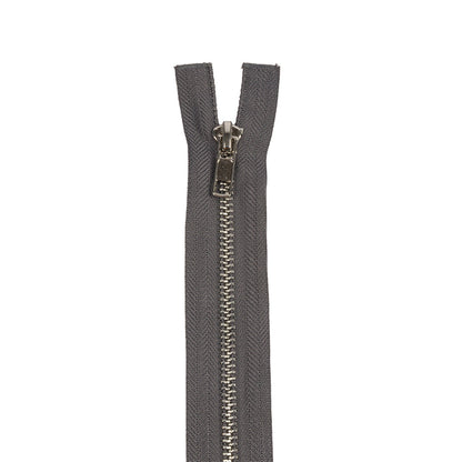 Charcoal and Silver T5 Open End Metal Zipper with Two Pulls - 36" Detail