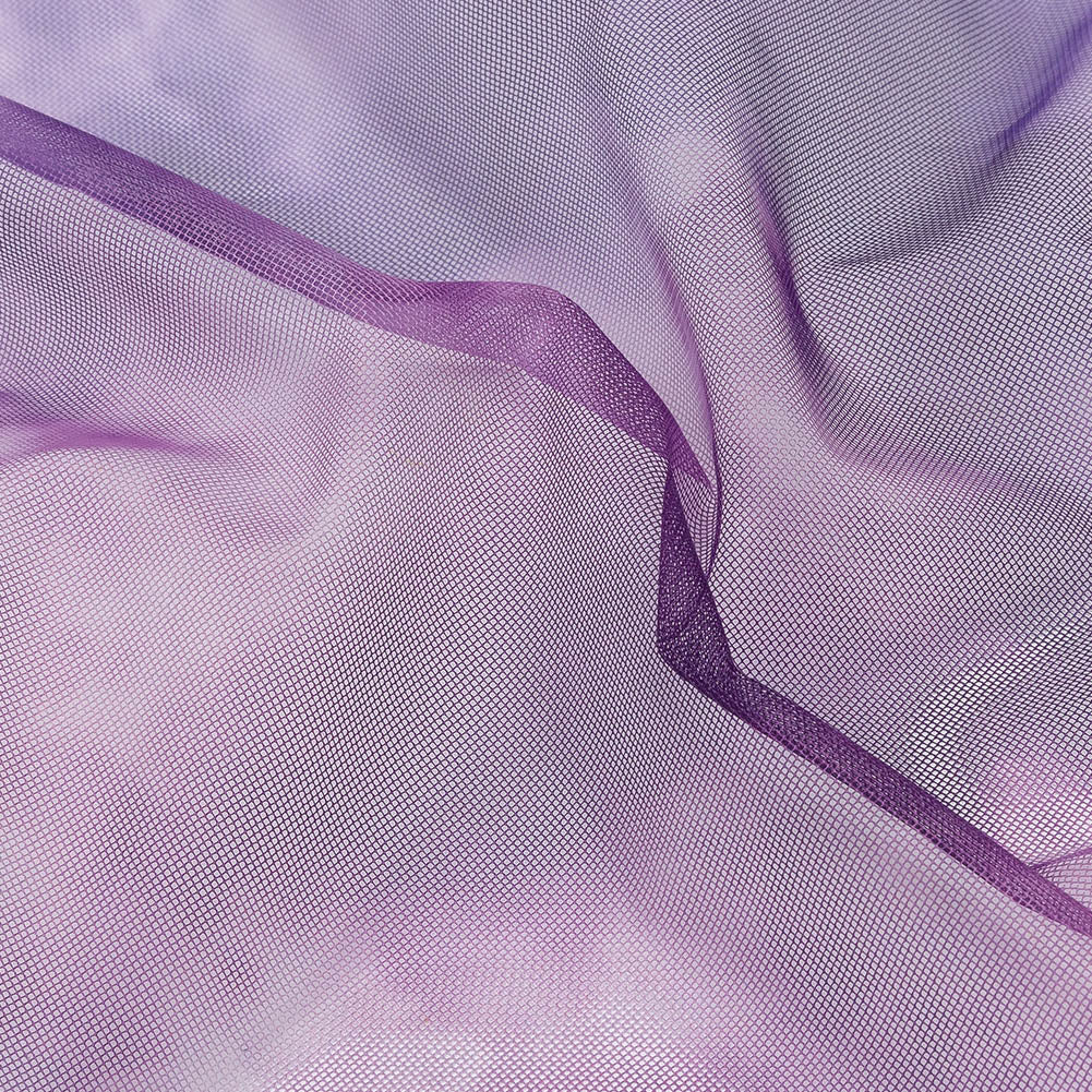 Purple and Ultramarine Abstract Watercolor Printed Tulle - Detail