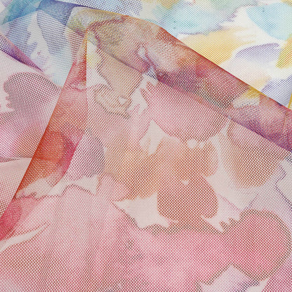 Rainbow Petals Watercolor Printed Tulle