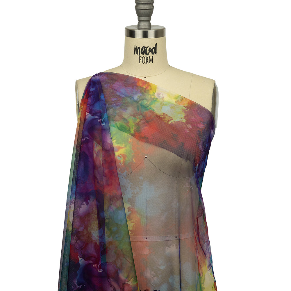 Rainbow Splash Watercolor Printed Tulle - Drape