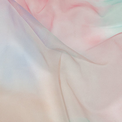 Pastel Rainbow Splash Watercolor Printed Tulle