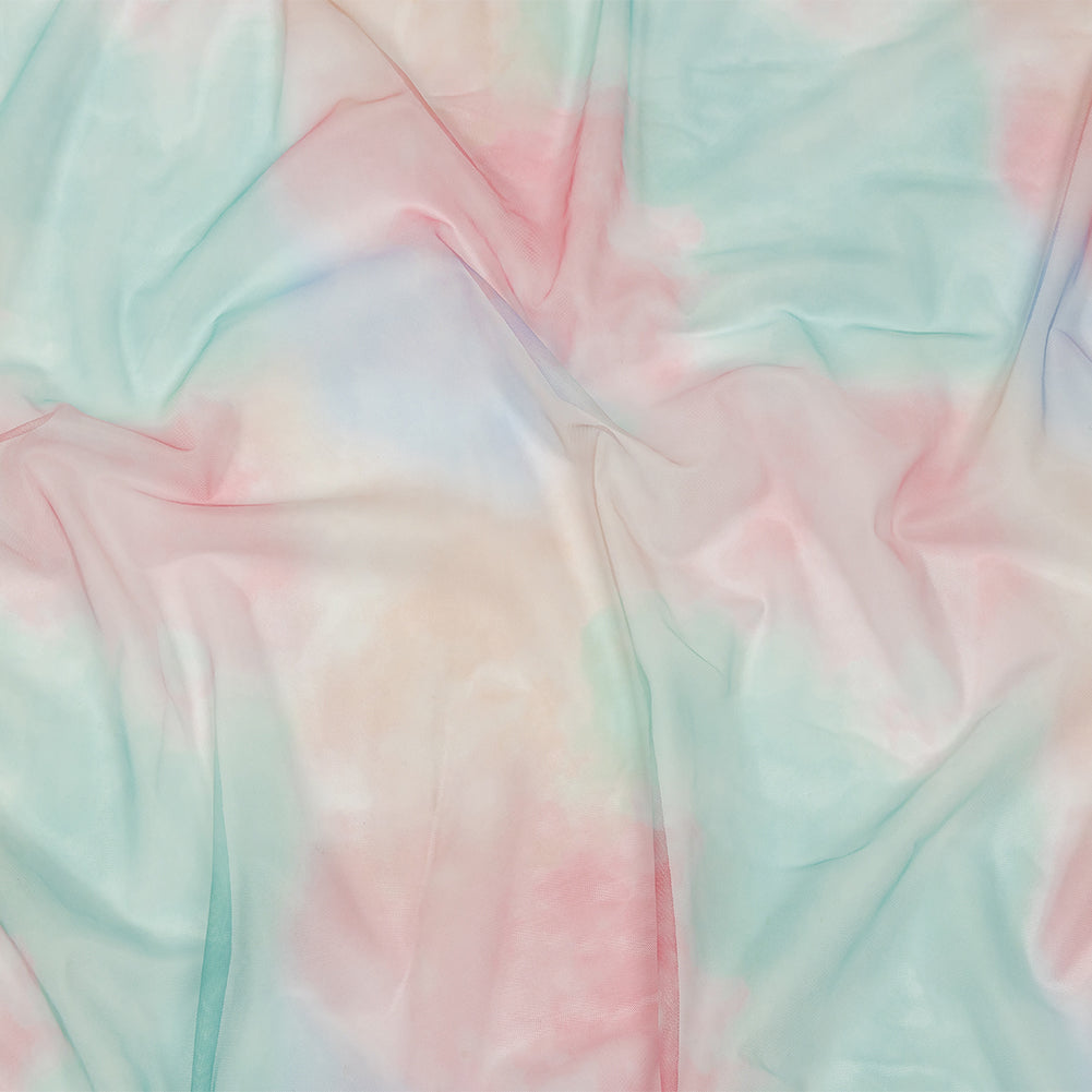 Pastel Rainbow Splash Watercolor Printed Tulle