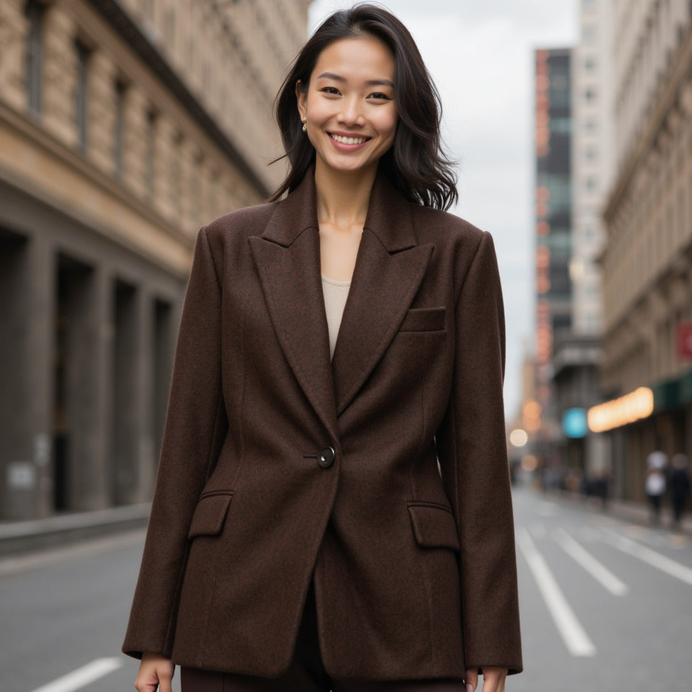 Wool and Cashmere Coating Made in Italy - Chocolate - Alberini Collection - Editorial