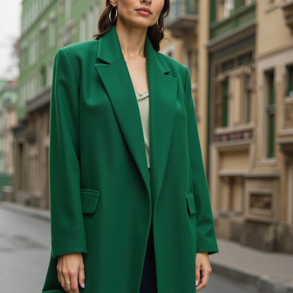 Wool and Cashmere Coating Made in Italy - Kelly Green - Alberini Collection