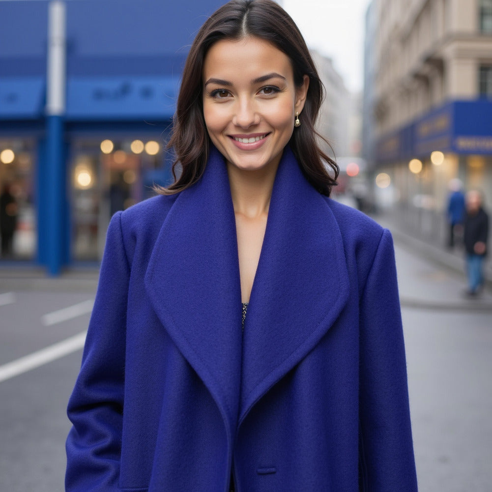 Wool and Cashmere Coating Made in Italy - Blue Violet - Alberini Collection - Editorial
