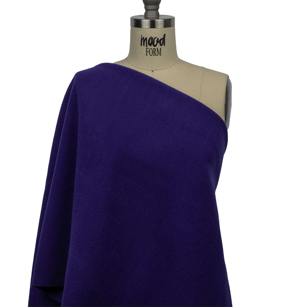 Wool and Cashmere Coating Made in Italy - Blue Violet - Alberini Collection - Drape