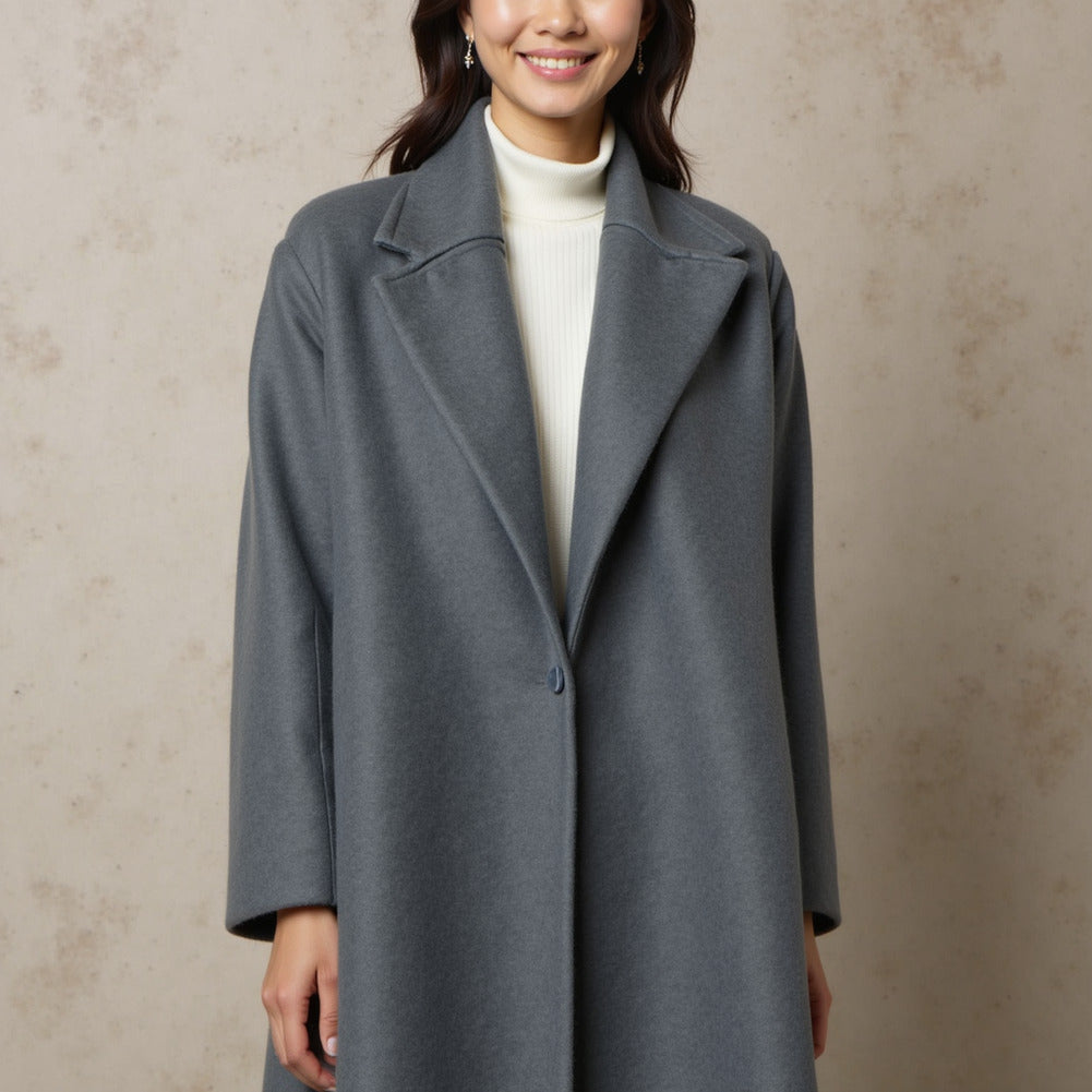 Wool and Cashmere Coating Made in Italy - Stone Gray - Alberini Collection