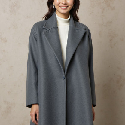 Wool and Cashmere Coating Made in Italy - Stone Gray - Alberini Collection