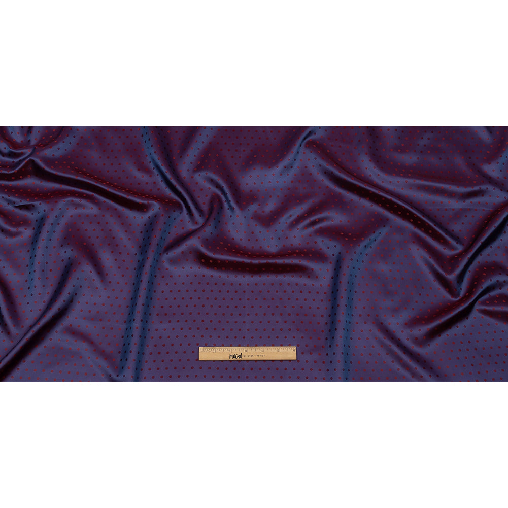 Wine and Blue Bi-Color Polkadots Jacquard Lining Full