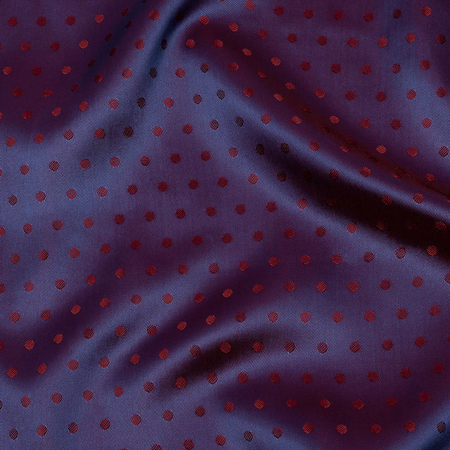 Wine and Blue Bi-Color Polkadots Jacquard Lining