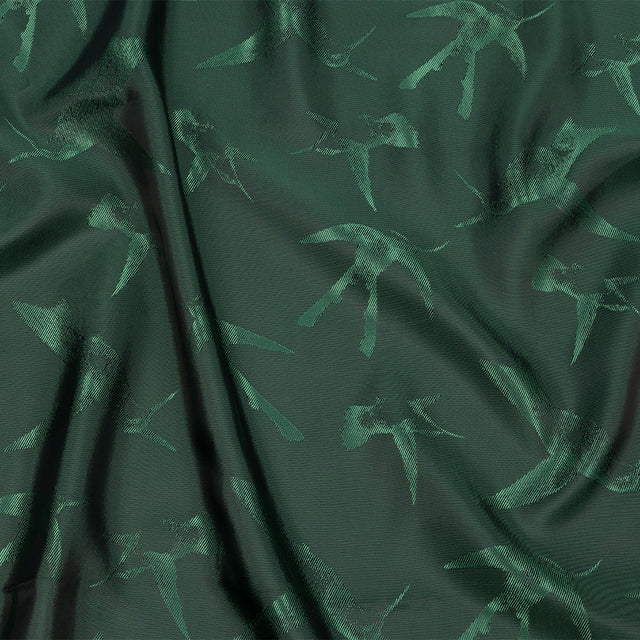 Hummingbirds Jacquard Lining - Hunter Green Tonal