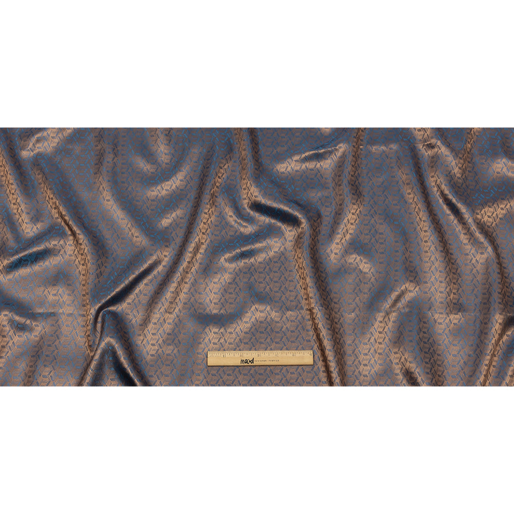 Geometric Jacquard Lining - Blue and Beige Bi-Color