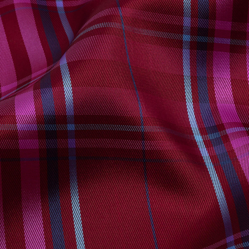 Fuchsia, Blue and Aqua Plaid Twill Lining