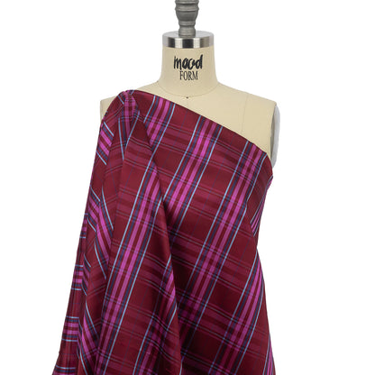 Fuchsia, Blue and Aqua Plaid Twill Lining