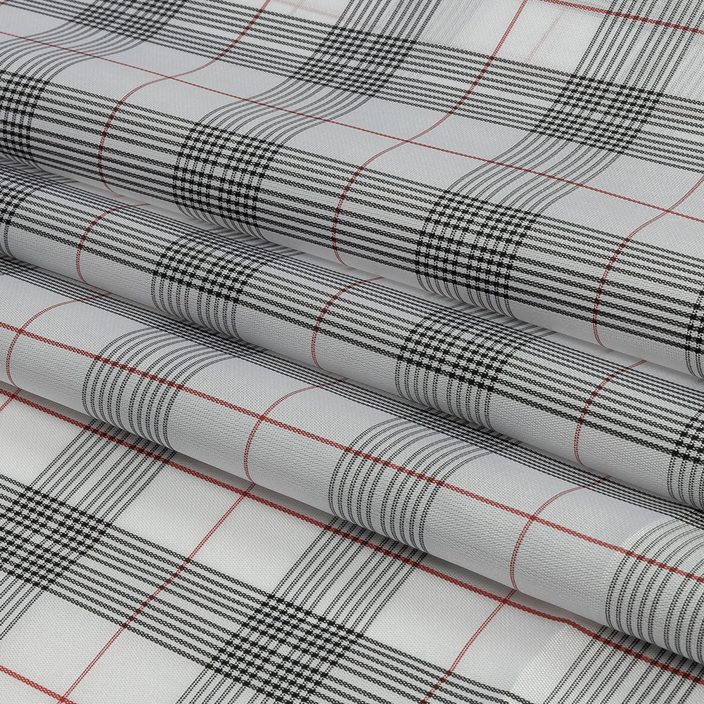 White, Black and Red Plaid Lining - Folded