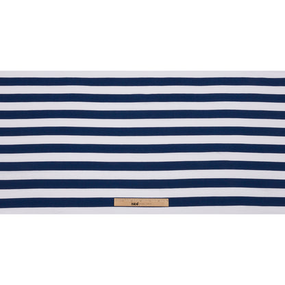 Navy and White Awning Stripes Cotton and Polyester Jersey Full