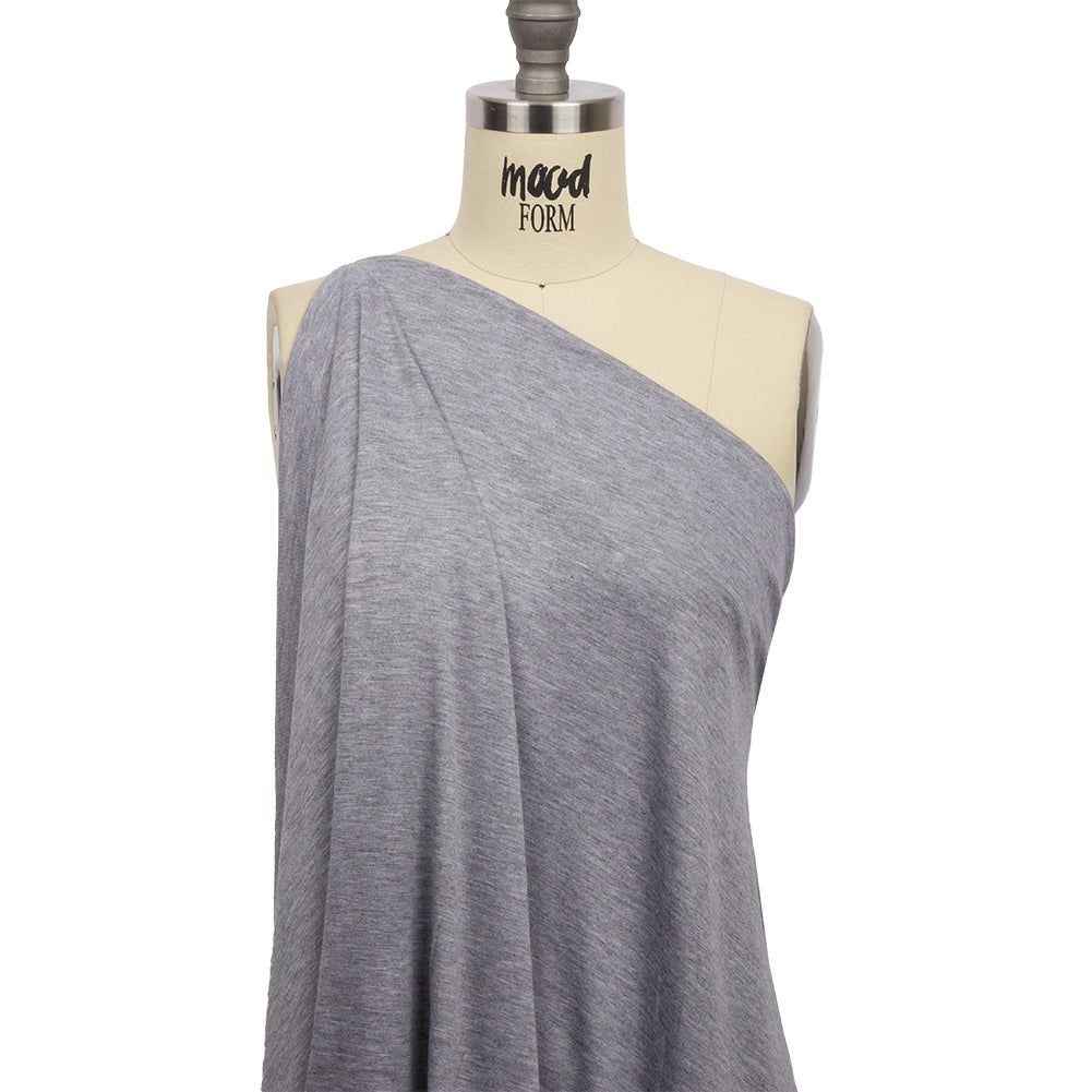 Heathered Gray Stretch Rayon Jersey Drape