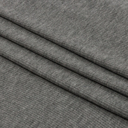Heathered Gray Stretch Rayon 2x2 Rib Knit Folded