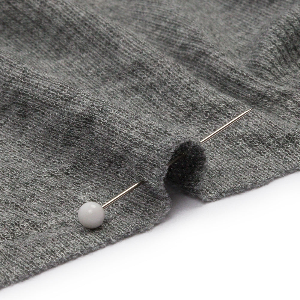 Heathered Gray Stretch Rayon 2x2 Rib Knit Detail
