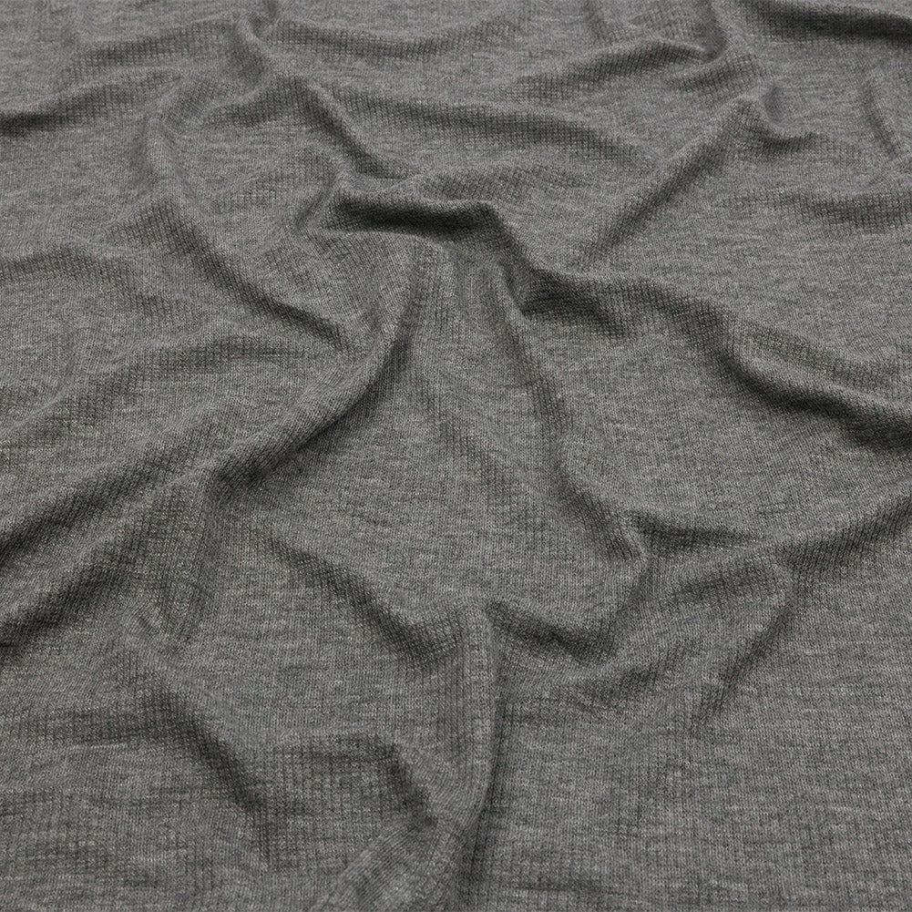 Heathered Gray Stretch Rayon 2x2 Rib Knit