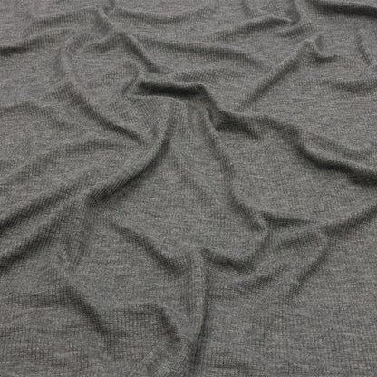Heathered Gray Stretch Rayon 2x2 Rib Knit