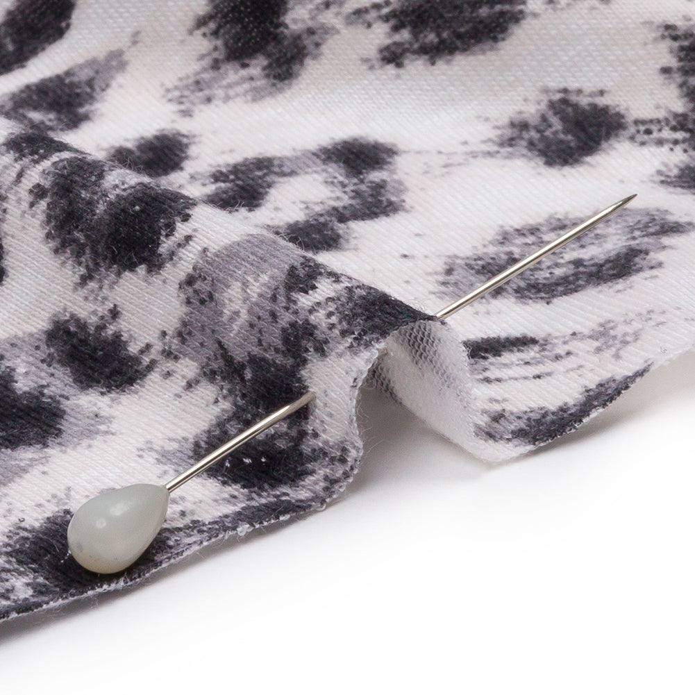 Ivory and Charcoal Wild Spots Stretch Rayon Jersey Detail