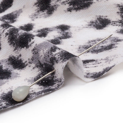 Ivory and Charcoal Wild Spots Stretch Rayon Jersey Detail
