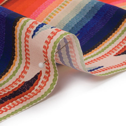Orange, Yellow and Blue Southwestern Weaving Printed Polyester Woven Panel Detail