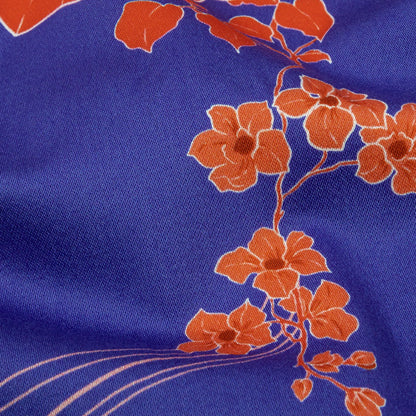 Stretch Cotton Sateen - Blue and Pink Floral - Japanese Daydreams Print - Mood Exclusive Groove Collection Folded