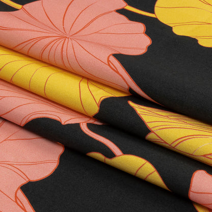 Stretch Cotton Sateen - Black, Pink and Yellow Floral - Valley of Lilies Print - Mood Exclusive Groove Collection Full