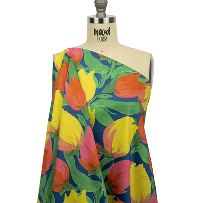 Mood Exclusive Blue Keukenhof Stretch Cotton Sateen Drape