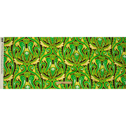 Stretch Cotton Sateen - Green Ornamental Paisleys - Vacation Vibrations Print - Mood Exclusive Groove Collection