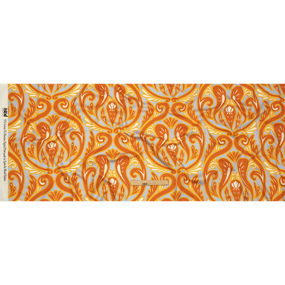 Stretch Cotton Sateen - Orange Ornamental Paisleys - Vacation Vibrations Print - Mood Exclusive Groove Collection