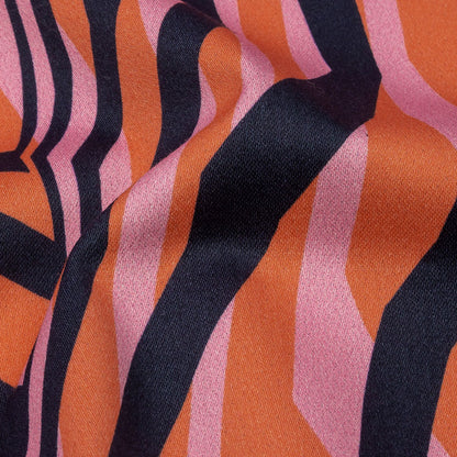 Stretch Cotton Sateen - Pink Abstract Lines - Soundwave Strut Print - Mood Exclusive Groove Collection