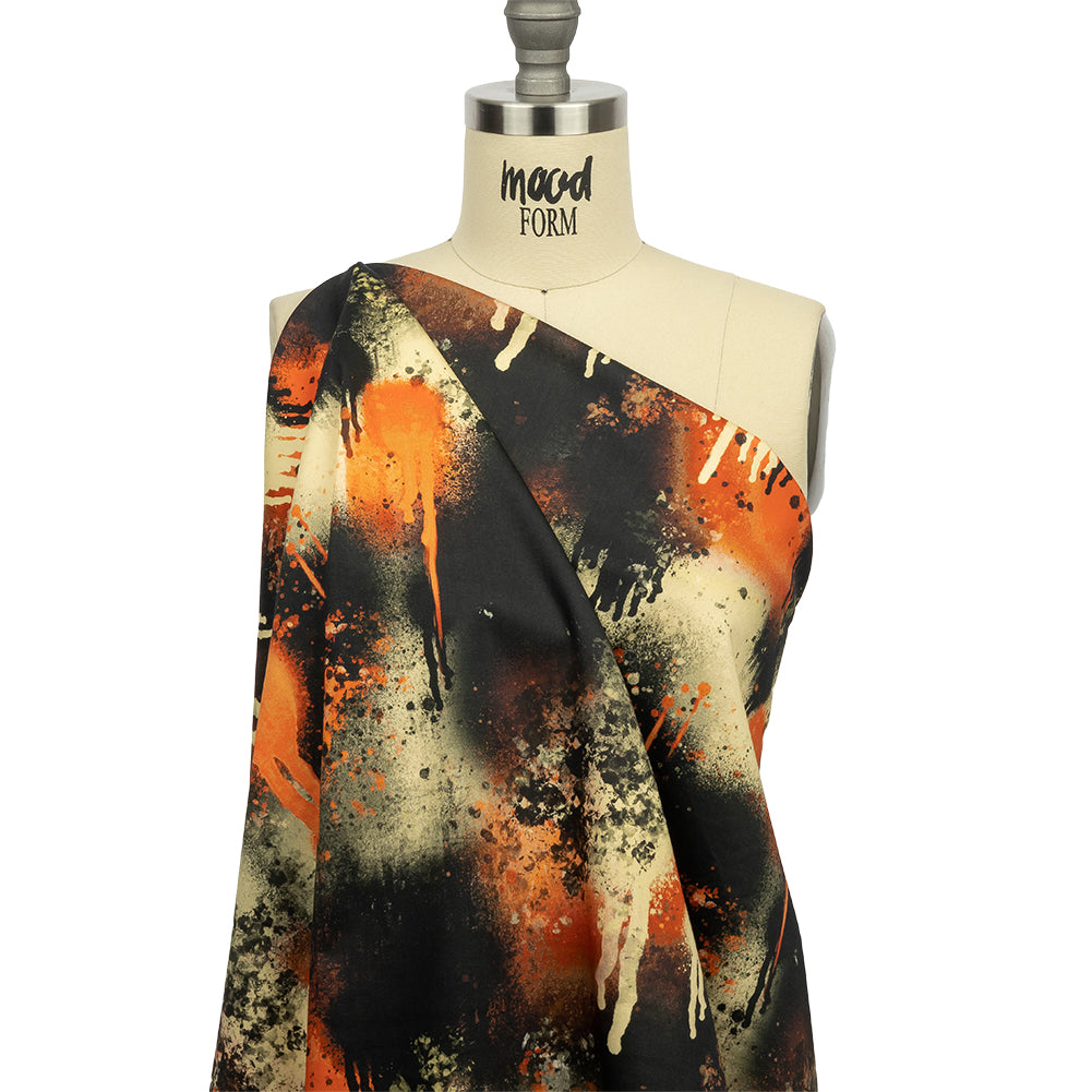 Mood Exclusive Orange Street Art Splash Stretch Cotton Sateen Drape