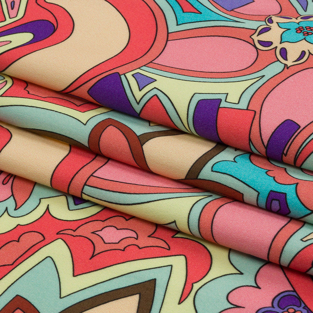 Stretch Cotton Sateen - Red and Purple Floral - Holy Grail Print - Mood Exclusive Groove Collection - Folded