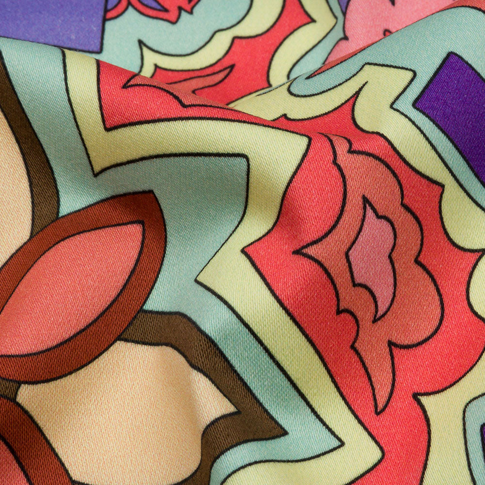 Stretch Cotton Sateen - Red and Purple Floral - Holy Grail Print - Mood Exclusive Groove Collection - Detail
