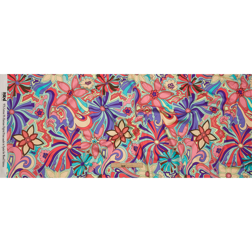 Stretch Cotton Sateen - Red and Purple Floral - Holy Grail Print - Mood Exclusive Groove Collection - Full